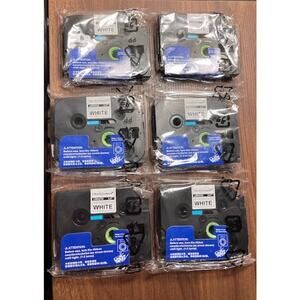 6 Pack Mark Domain Tape 12mm (0.47") Laminated White Refill – New Sealed